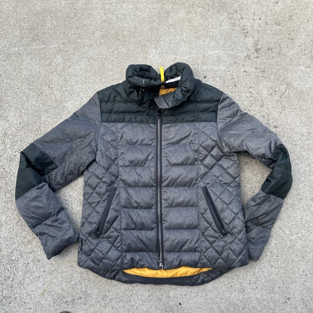 Lole Youth Puffer Full Zip Jacket Size Large 10-12 Gray Yellow